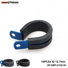 EPMAN - 10PCS x ID 12.7mm (Color:Blue,Black) Aluminium Rubber Lined Cushioned P Clamp Clip EP-GBPLCC90-08